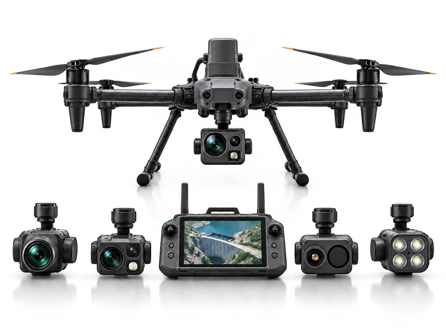 Enterprise drone, controller and modular camera payloads