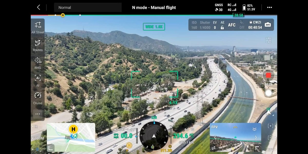 DJI Matrice 400 smart controller river mapping and navigation display