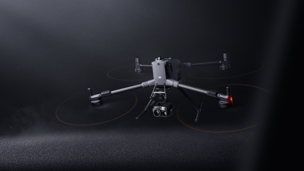 DJI Matrice 400 commercial drone front view with night vision lighting