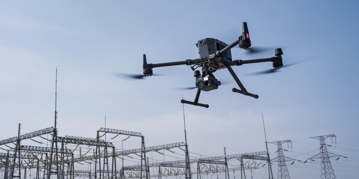 DJI Matrice drone conducting power line and grid infrastructure inspection