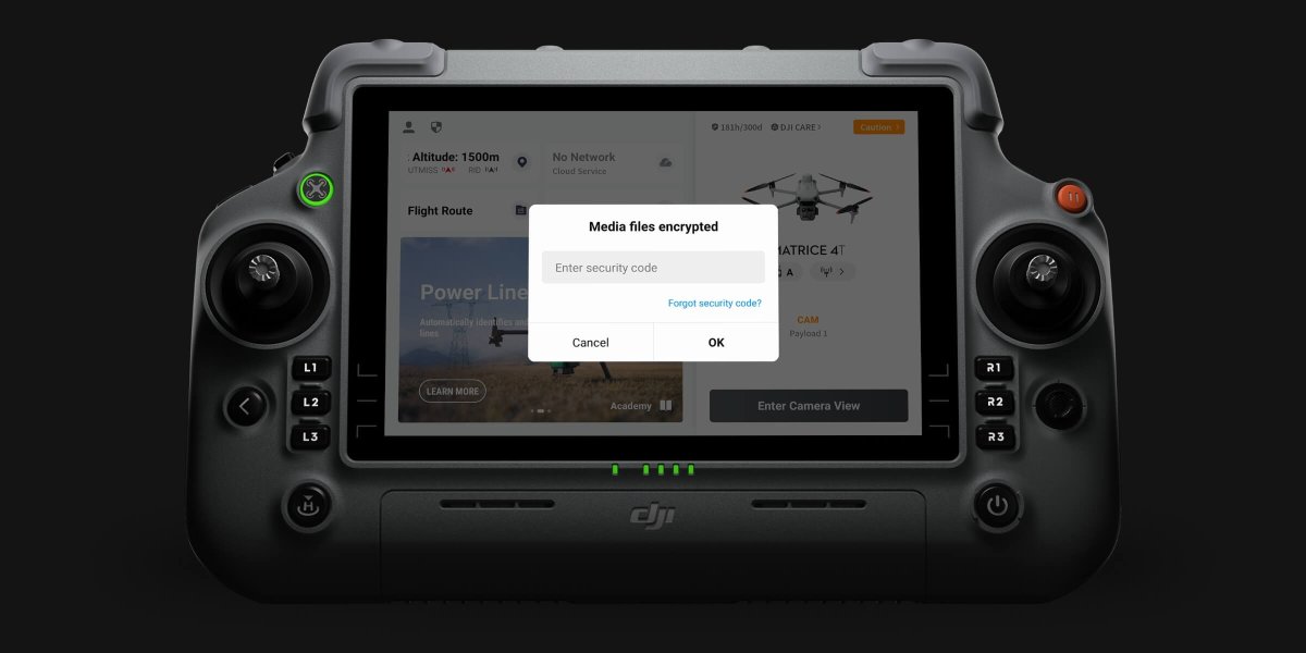 DJI RC Plus remote controller display menu interface