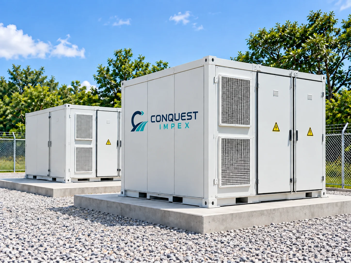 Conquest Impex commercial battery energy storage cabinets installed outdoors