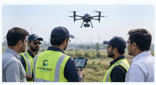 Conquest Impex team conducting enterprise drone field training